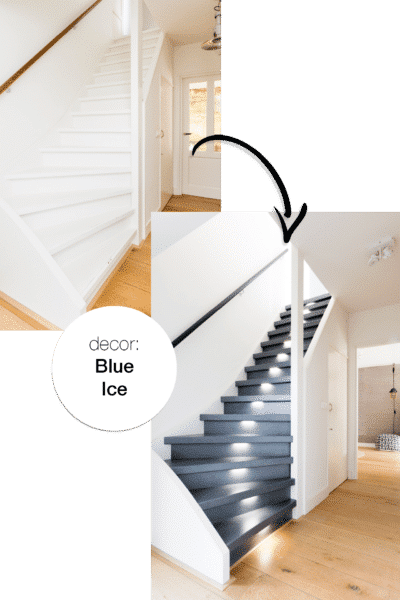 traprenovatie dichte trap Blue Ice traptreden en stootborden voor-na foto